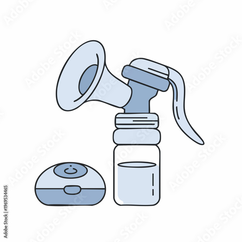Simple Illustration of a Breast Milk Pump and Bottle