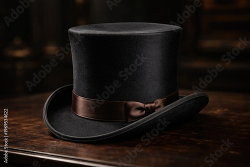elegant black top hat featu...
