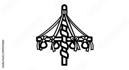A chandelier with multiple lights and decorative ribbons hanging from it.