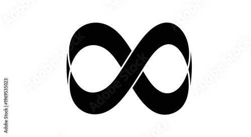 A black infinity symbol on a white background representing endless possibilities.