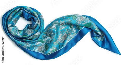 Blue and green silk headsca...
