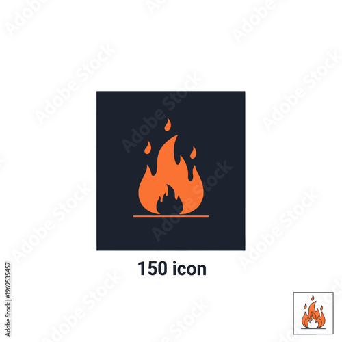 Stylized orange flame icon on a dark background