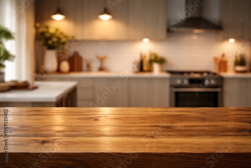 Stylish wooden tabletop wit...