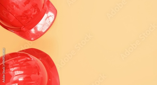 Vibrant red construction he...