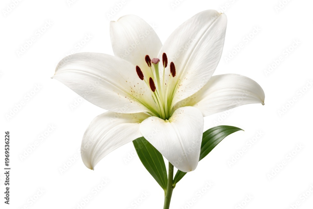 Fototapeta premium Lily flower isolated on a pure white background for editorial header use