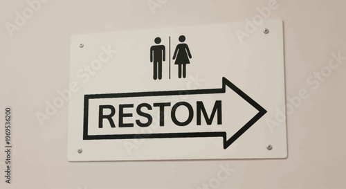 Restroom sign with male female symbols.
