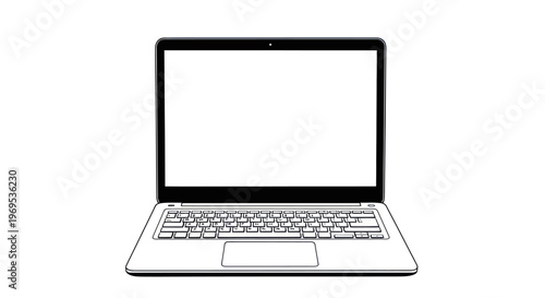 Laptop computer with open screen.