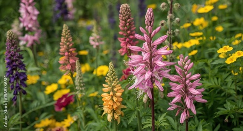 Colorful pink columbine blo...