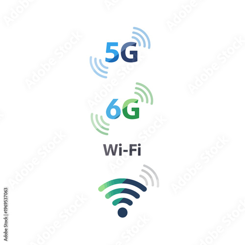 Wireless network technology generations and connectivity symbols