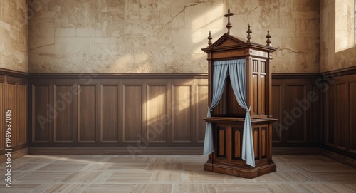 Vintage wooden church confe...