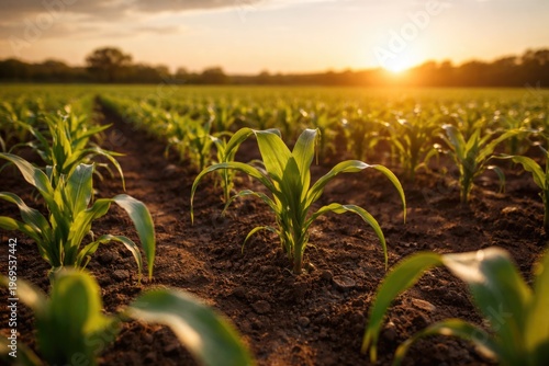 Young corn plants thriving ...