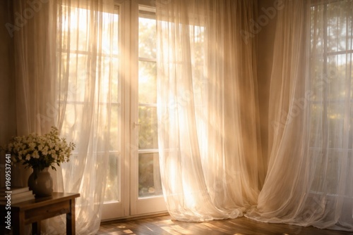 Morning sunlight streaming ...