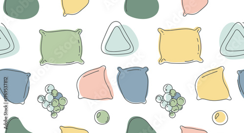 Colorful Cheese and Fruit Slices Pattern.