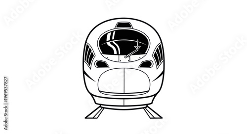 Modern train front view illustration.