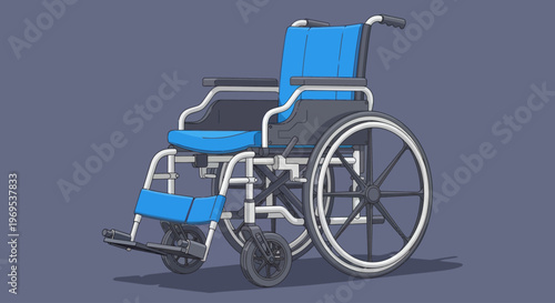 Blue wheelchair for disabled people.