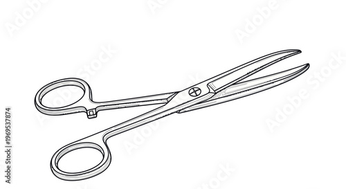 Medical instrument surgical scissors closeup.