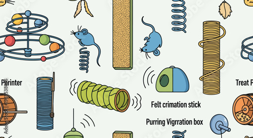 Cat toys and scratching posts assortment.
