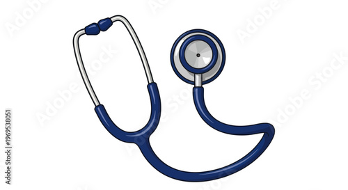 Blue stethoscope medical tool closeup.