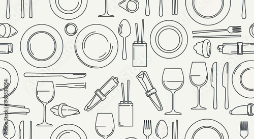 Table setting with wine glasses plates.