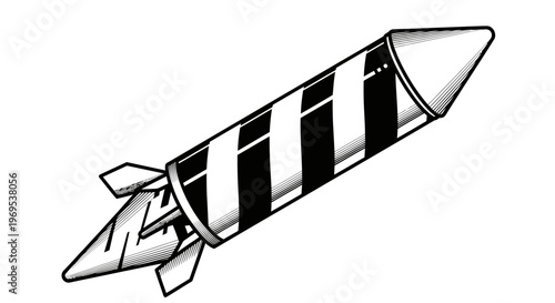 Black and white missile illustration.