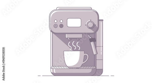 Modern coffee maker with cup.