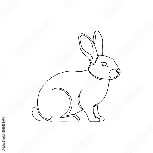 Vector of a sitting rabbit with long ears and a round tail