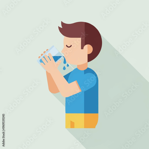 Boy drinking from a glass.