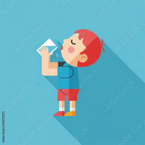 Boy Drinking from a Paper Cup.