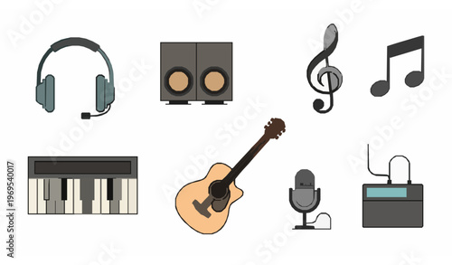 Minimal Music Icon Pack – Audio Equipment Simple Vector Symbols