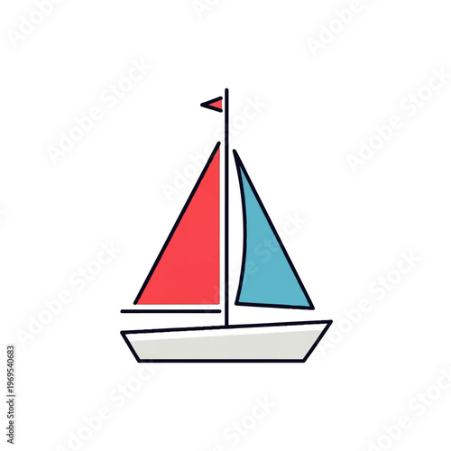 Clean line art sailboat illustration, a versatile vector icon for modern digital design, AI-powered applications, and nautical-themed UI/UX projects