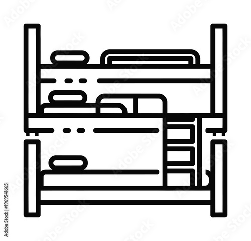 Vector showcasing a bunk bed with two levels and a ladder.