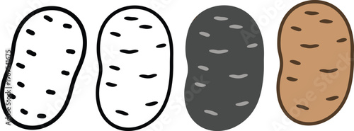 Potato vegetable icon set featuring outline silhouette and colorful brown styles for organic farming healthy eating and grocery design vector