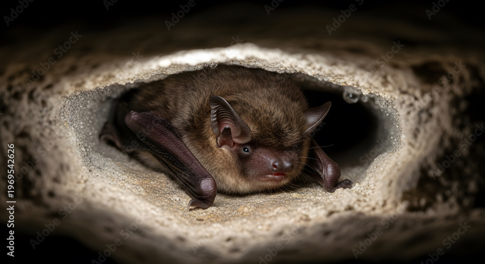 Obraz premium Barbastelle Bat Hibernating