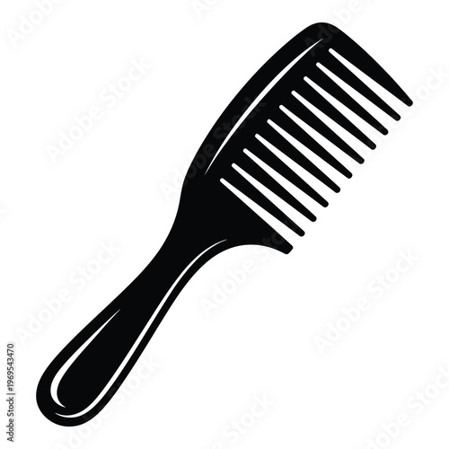 Black silhouette of a widetooth comb for hair styling and grooming tools icon
