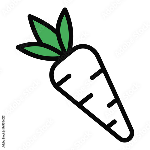 Carrot icon with green leaves on top  simple vegetable symbol icon