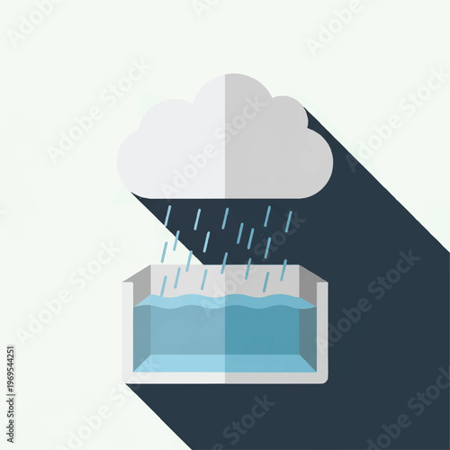 Rain Water Falling Into Swimming Pool.