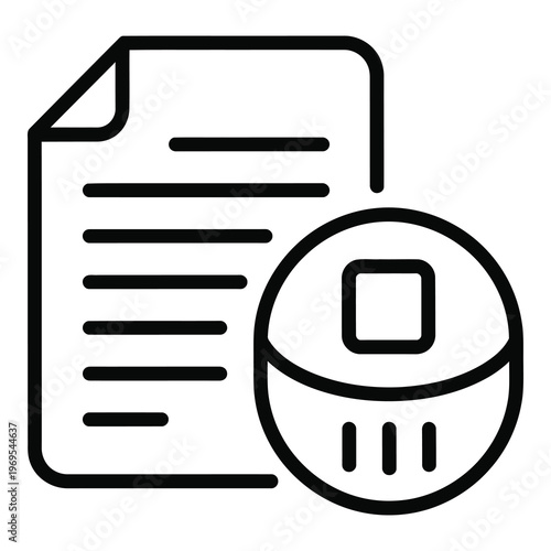 Document and cd icon symbol for data storage and file concept icon