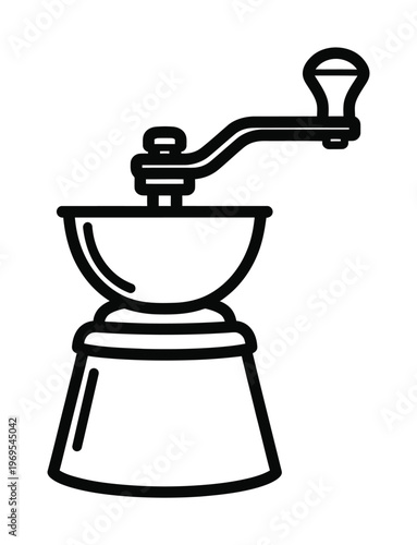 Vector of a manual coffee grinder with a crank handle and bowl design