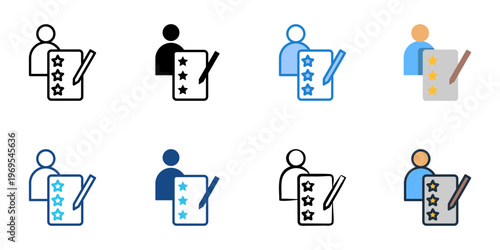 Peer review icons set multiple style collection. Editable stroke 

