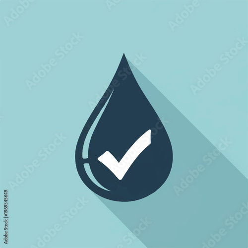 Water Drop Icon With Check Mark.