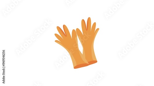 Vector illustration of rubber gloves in a cartoon style, representing safety and hygiene for cleaning or medical use.