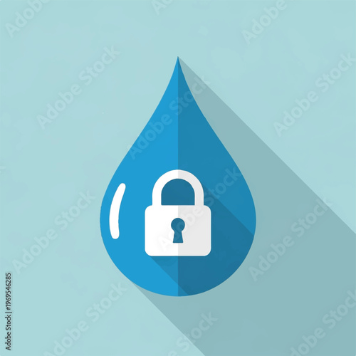 Water Drop with Lock Icon.