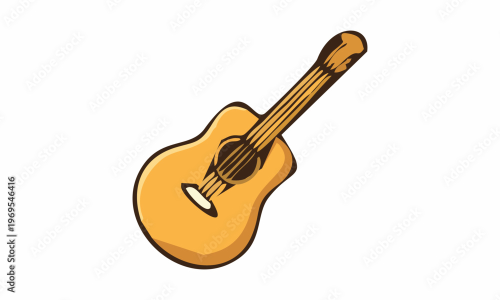 Fototapeta premium line art color of guitar cartoon illustration