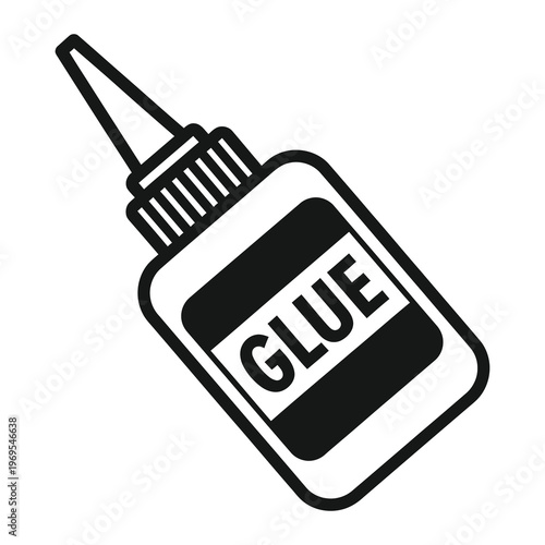 Glue bottle icon with nozzle and label isolated on white background icon
