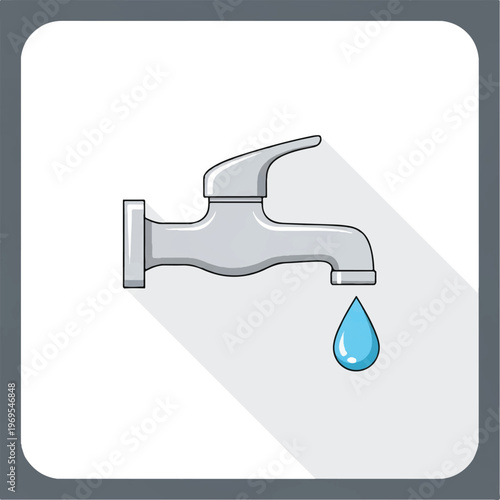 Water Faucet With Single Drop Falling 1.
