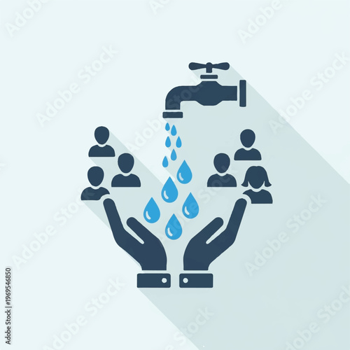 Water Drops from Faucet to People.