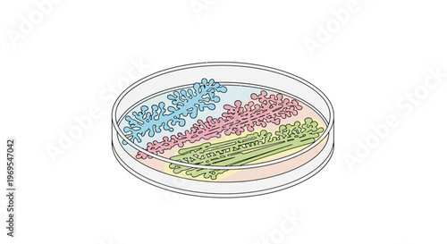 Colorful bacteria in a petri dish.
