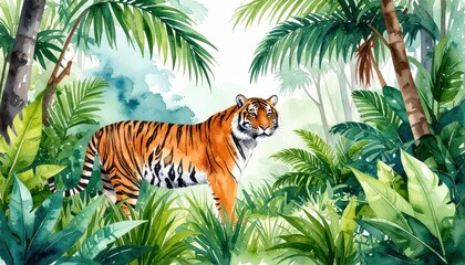 Majestic tiger roaming wild jungle habitat witness powerful tiger navigating dense jungle environment