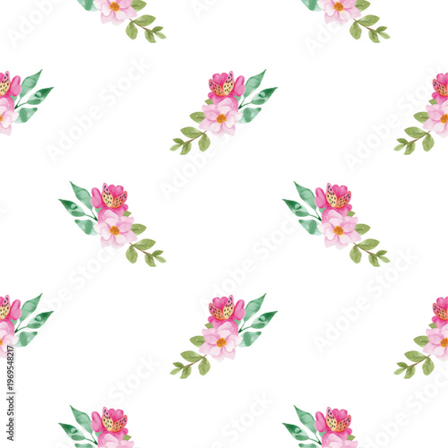 Beautiful watercolor flower seamless pattern for background, fabric, textile, fashion, wallpaper, wedding, banner, sticker, decoration etc.