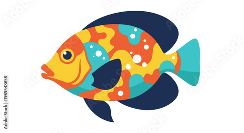 Colorful Tropical Fish Cartoon Illustration Vibrant Marine Ocean Animal Design